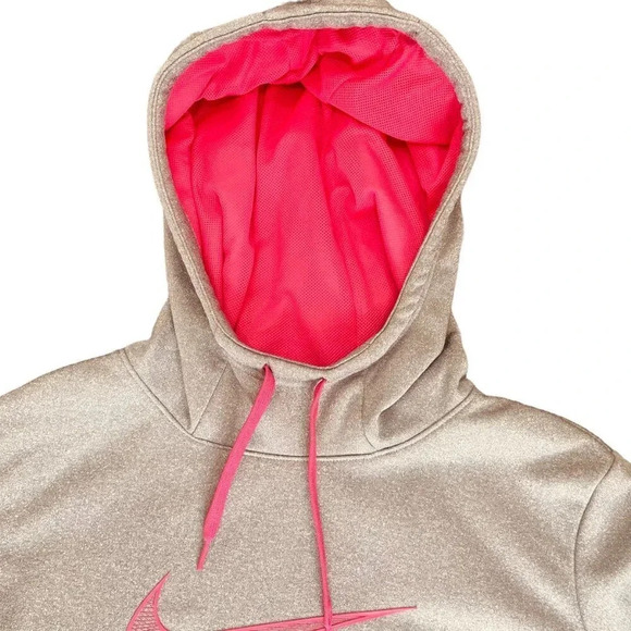Nike Dri-Fit Women's Gray & Pink Long Sleeve Athletic Pullover Sweatshirt Hoodie - Picture 7 of 10